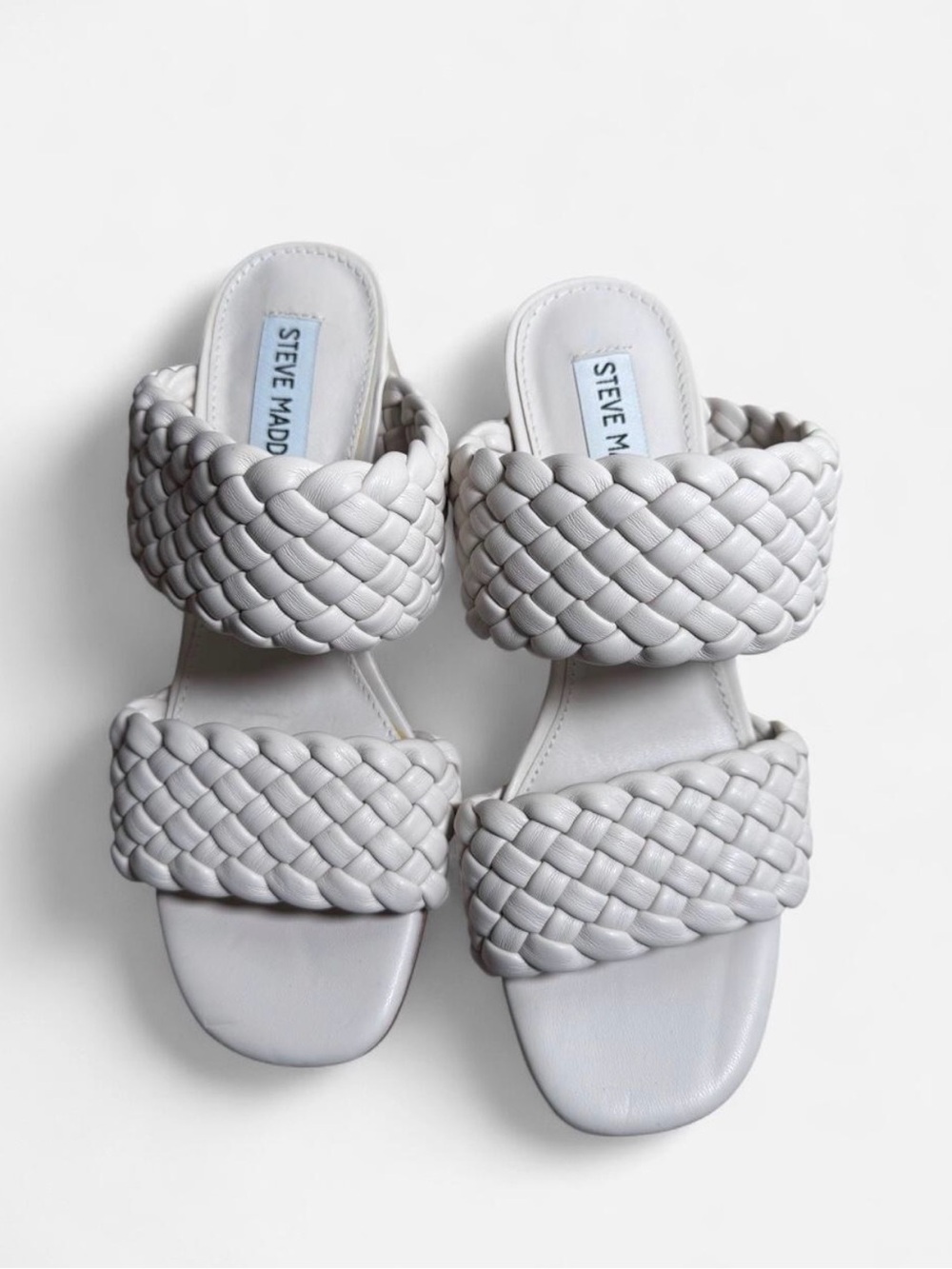 Steve Madden White Braided Double-Strap Slide
